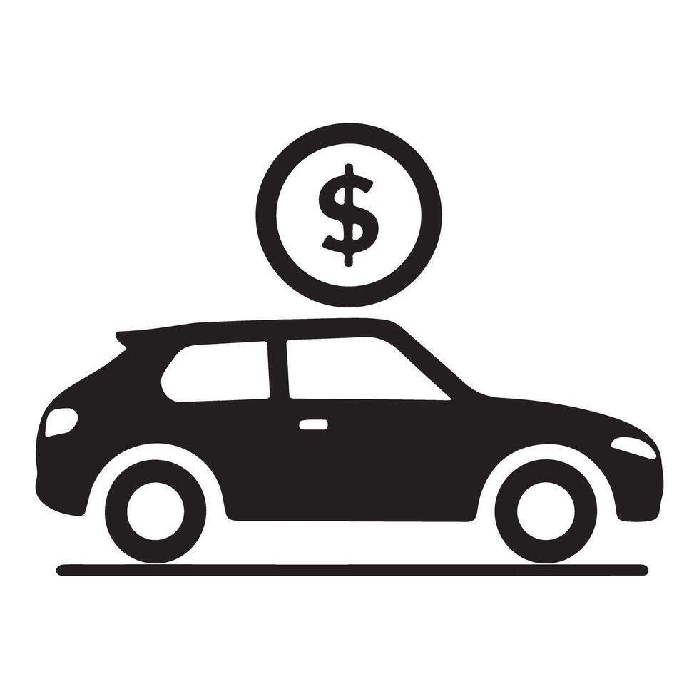 Car with coin Silhouette style white background vector