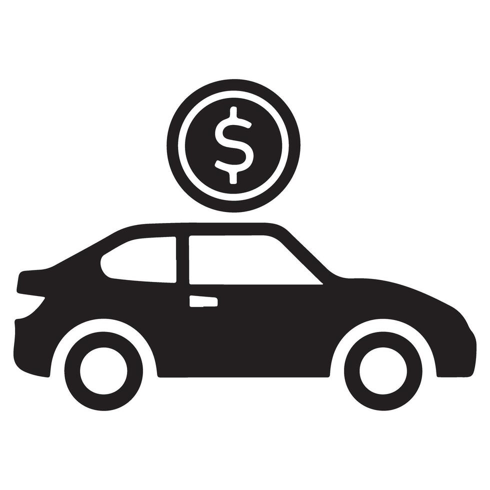 Car with coin Silhouette style white background vector