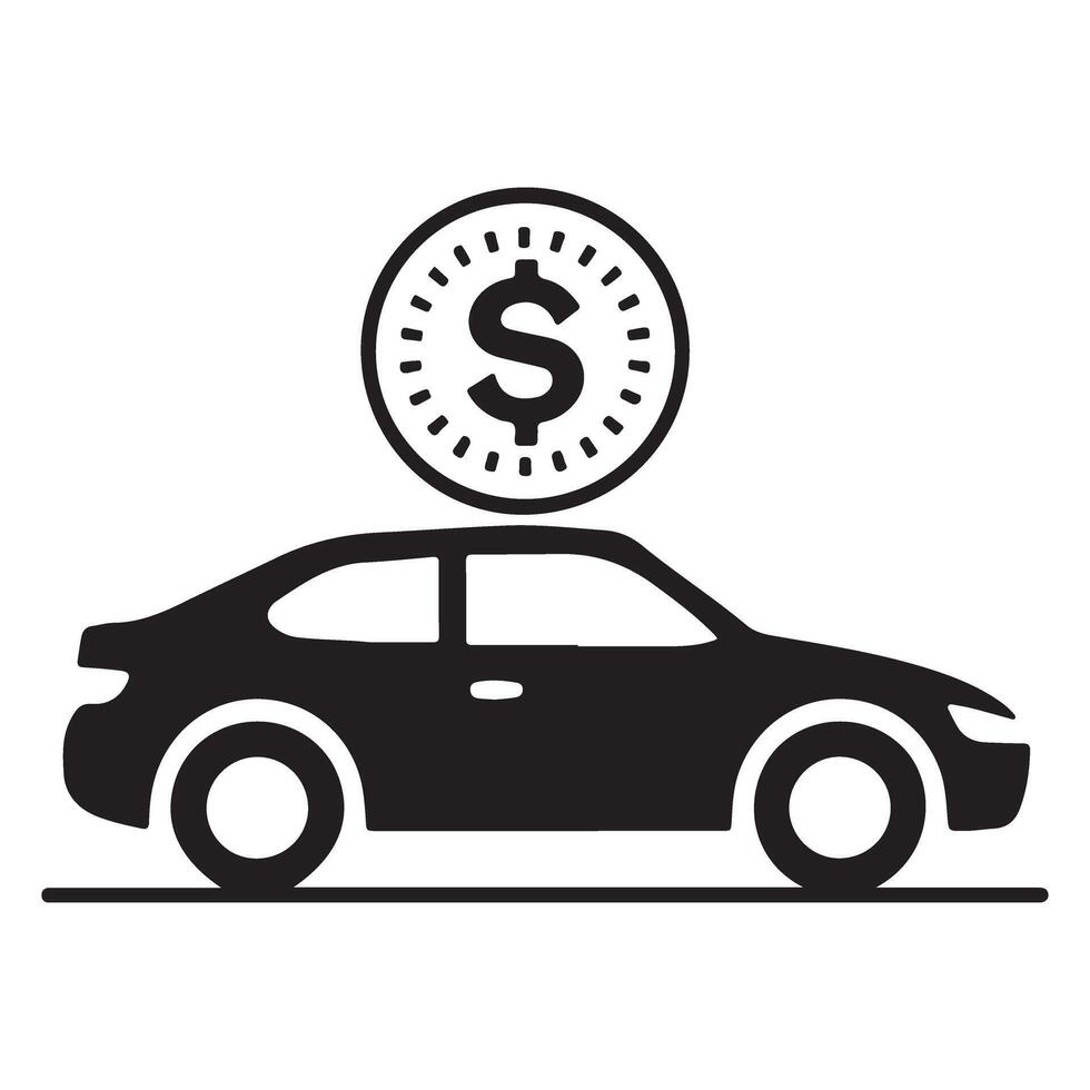 Car with coin Silhouette style white background vector