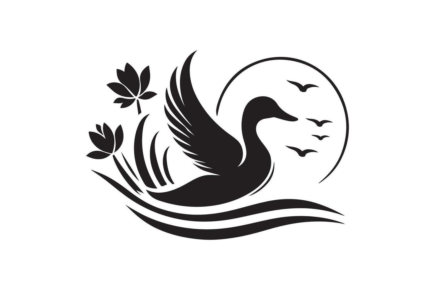 Duck Silhouette style white background vector