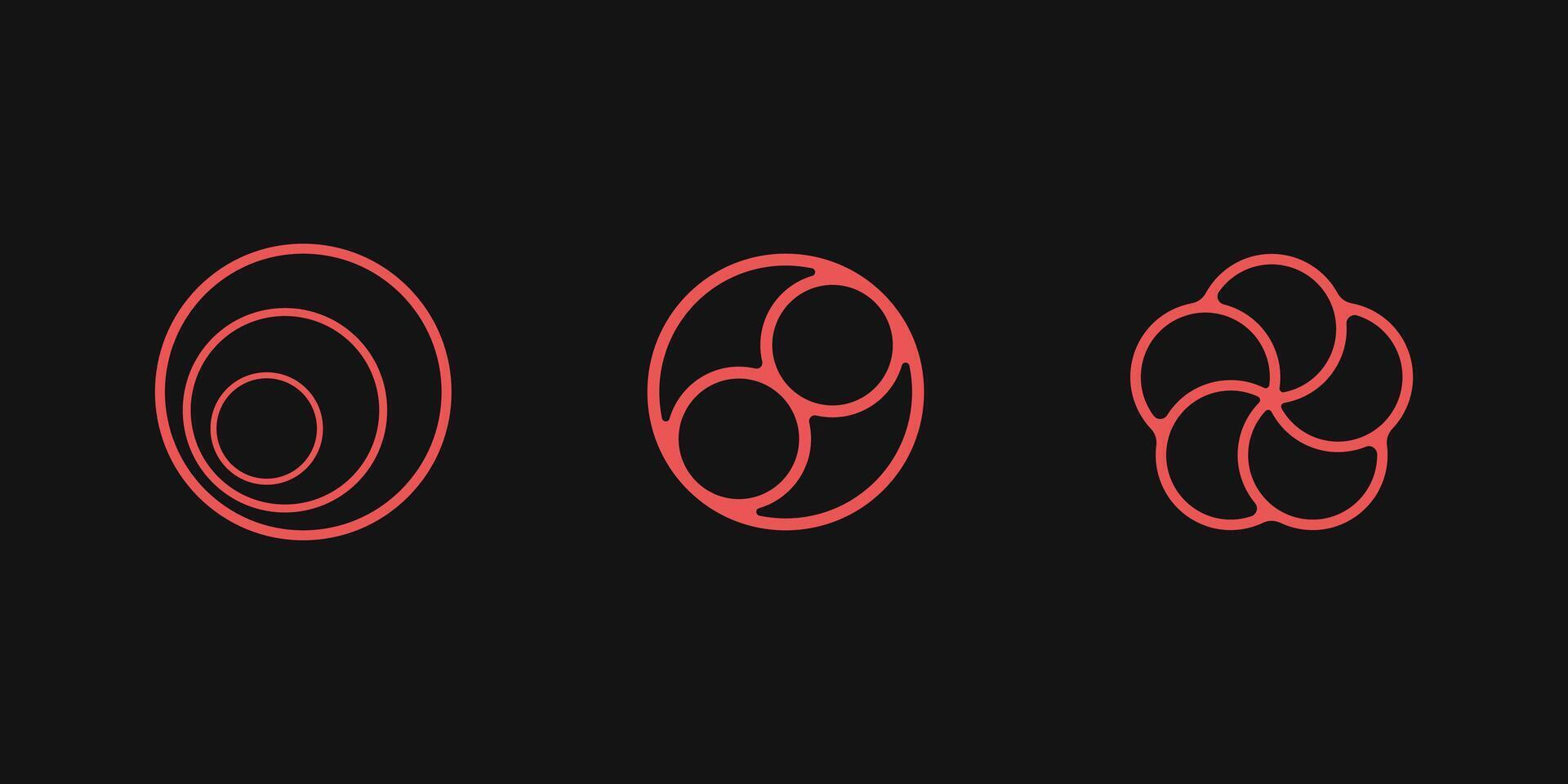 Y2K style set of circle shapes. vector