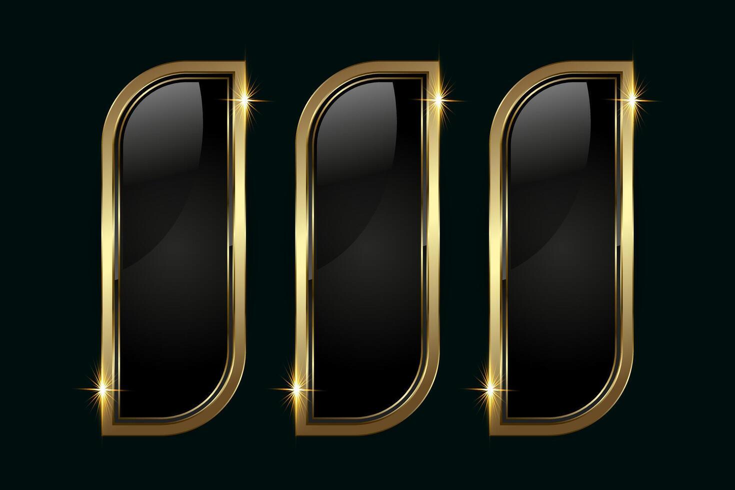 Set of 3 Luxury button in , illustration, three Modern materical premium stoked buttons in template, and shiny gold optionand Premium button on a dark vector