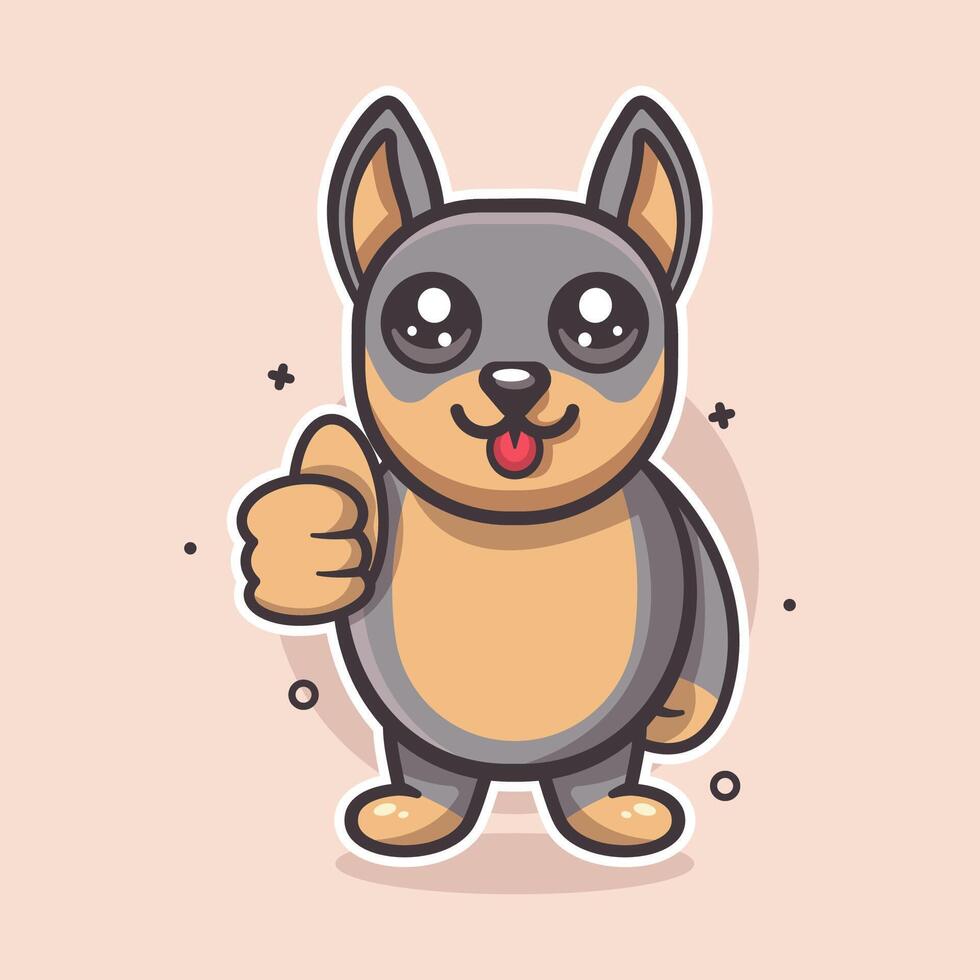 happy doberman dog animal character mascot with thumb up hand gesture isolated cartoon vector
