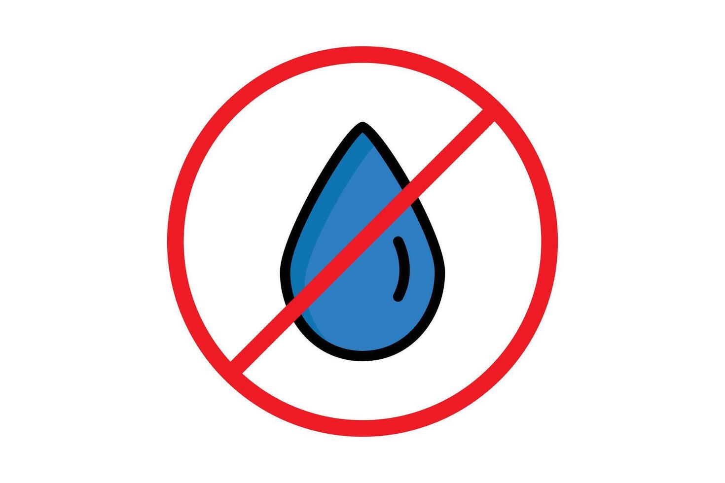 No water icon. water drop with cross. icon related to scarcity. colored outline icon style. water scarcity elements illustration vector