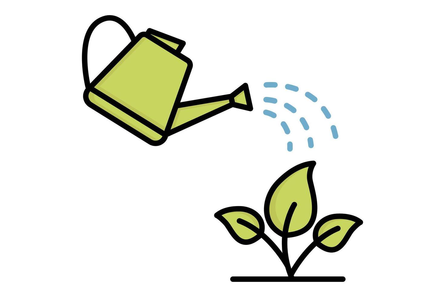 watering icon. watering can with plant. icon related to growth. colored outline icon style. growth elements illustration vector