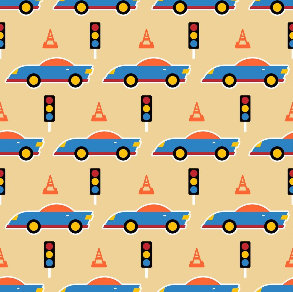 Seamless pattern with car vehicles cartoon vector