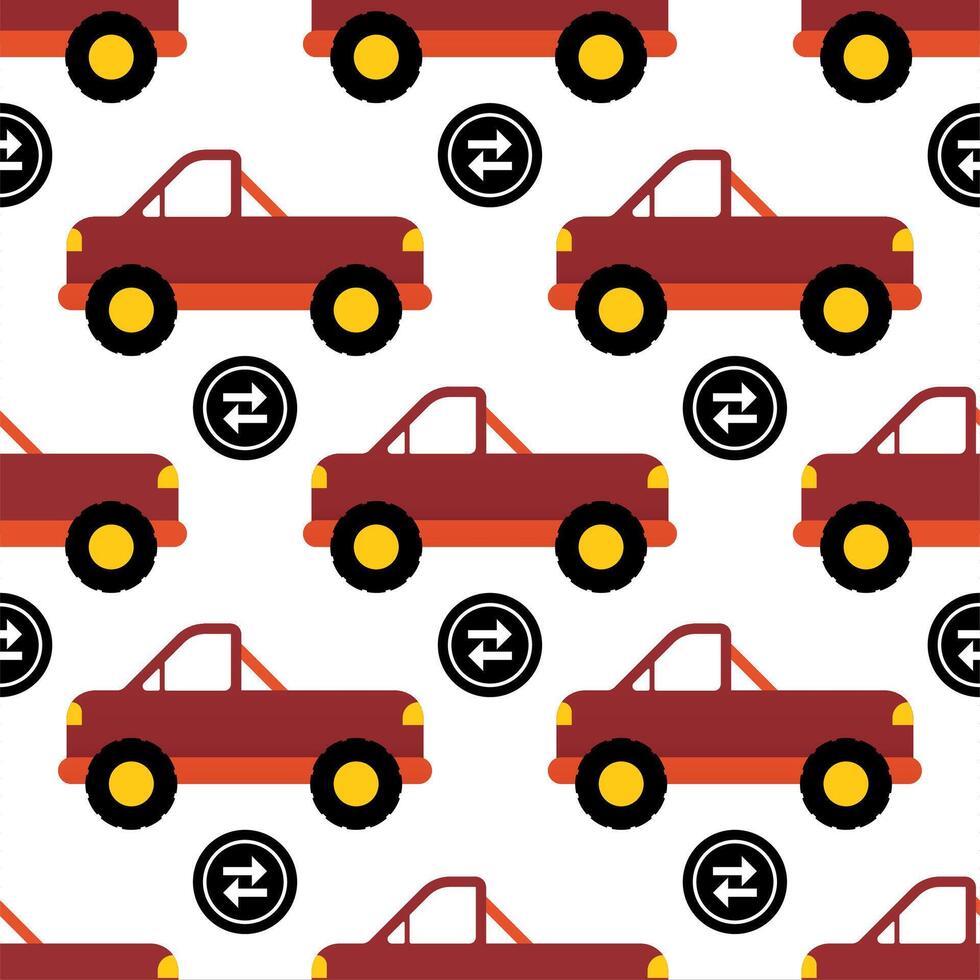 Seamless pattern with car vehicles cartoon vector