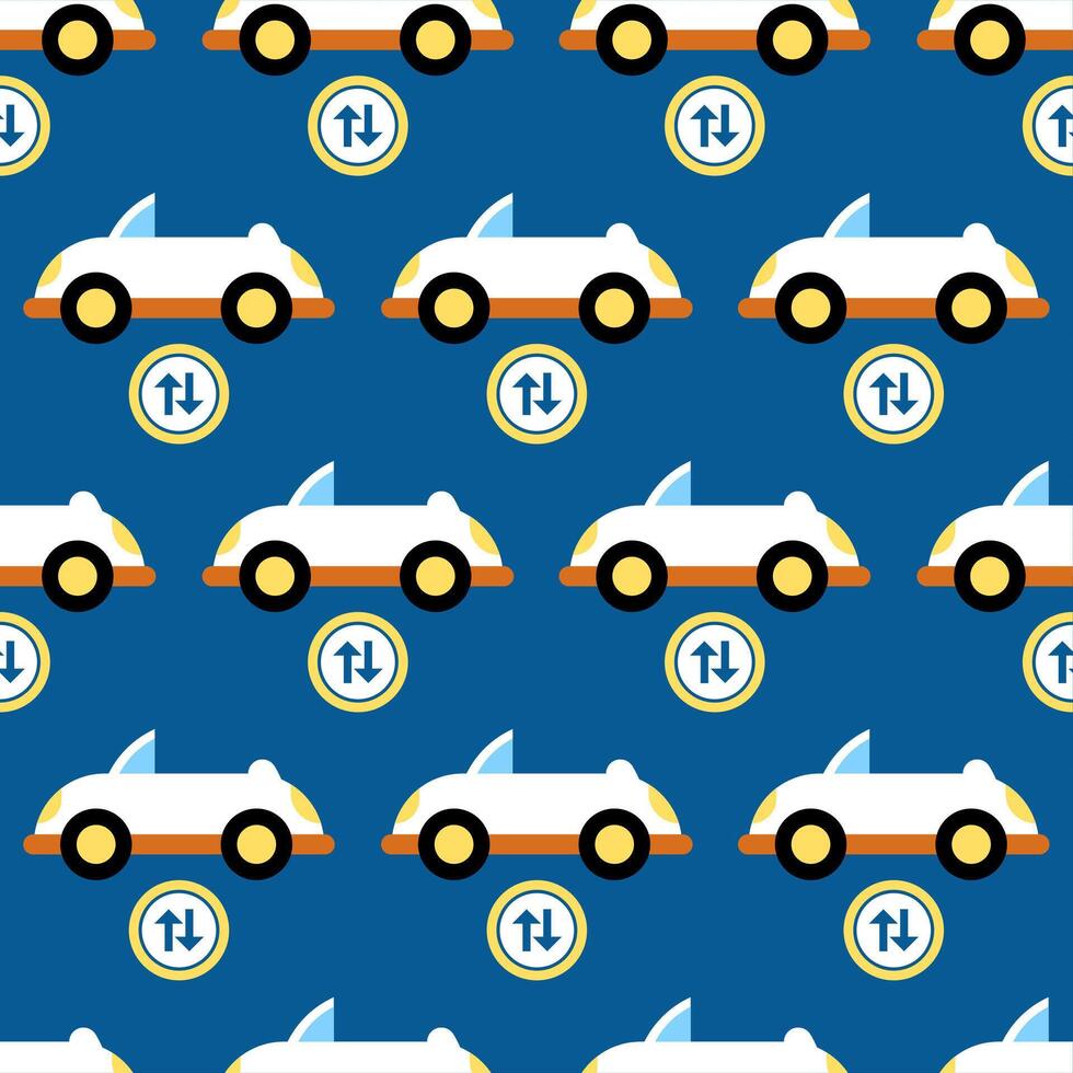 Seamless pattern with car vehicles cartoon vector