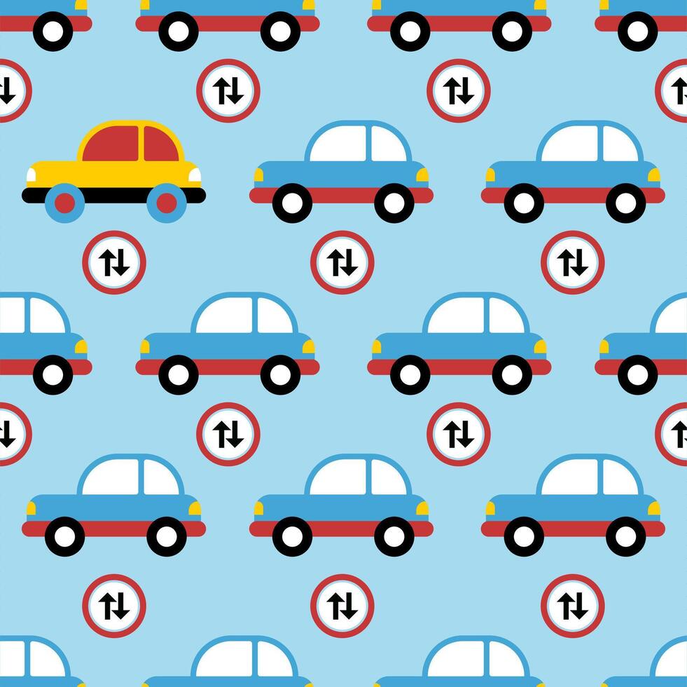 Seamless pattern with car vehicles cartoon vector