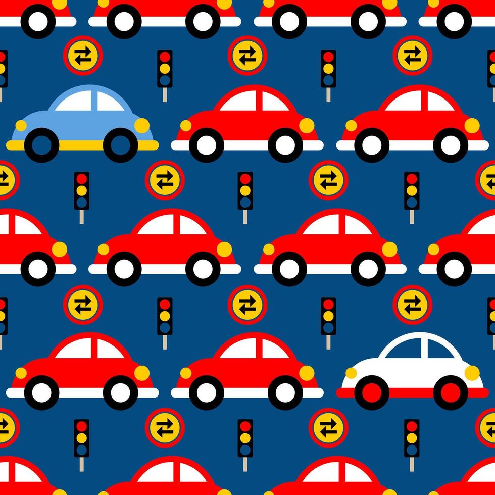 Seamless pattern with car vehicles cartoon vector
