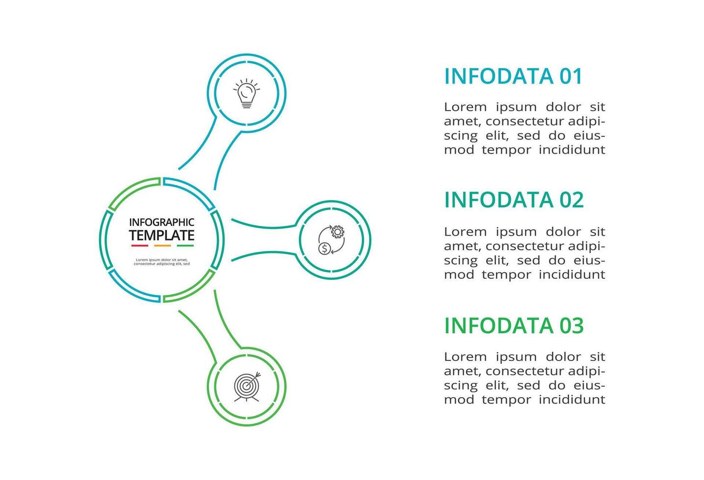 Line infographic with 3 steps, options, parts or processes. Business data visualization vector