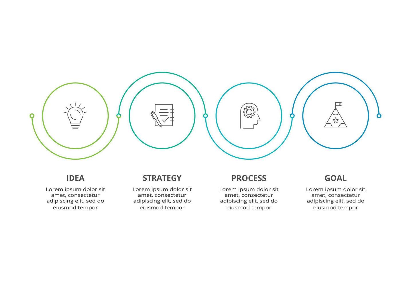 Line infographic with 4 steps, options, parts or processes. Business data visualization vector