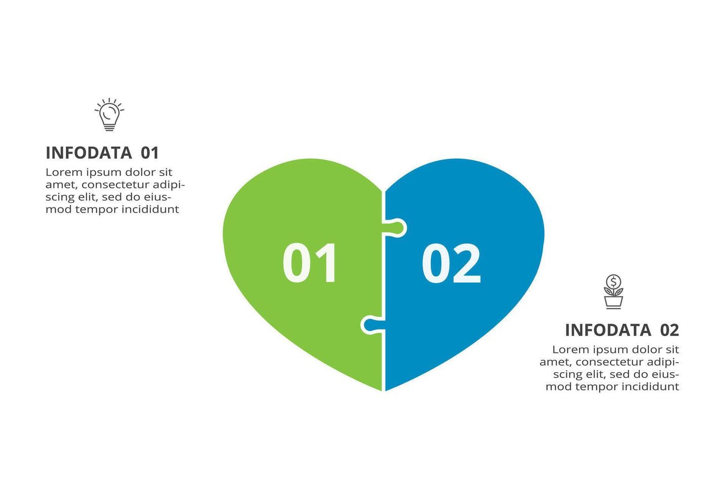 Creative concept for infographic with 2 steps, options, parts or processes. Business data visualization. vector