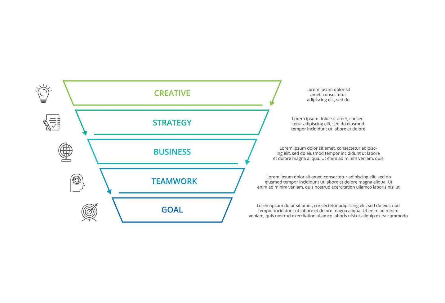 Line infographic with 5 steps, options, parts or processes. Business data visualization vector