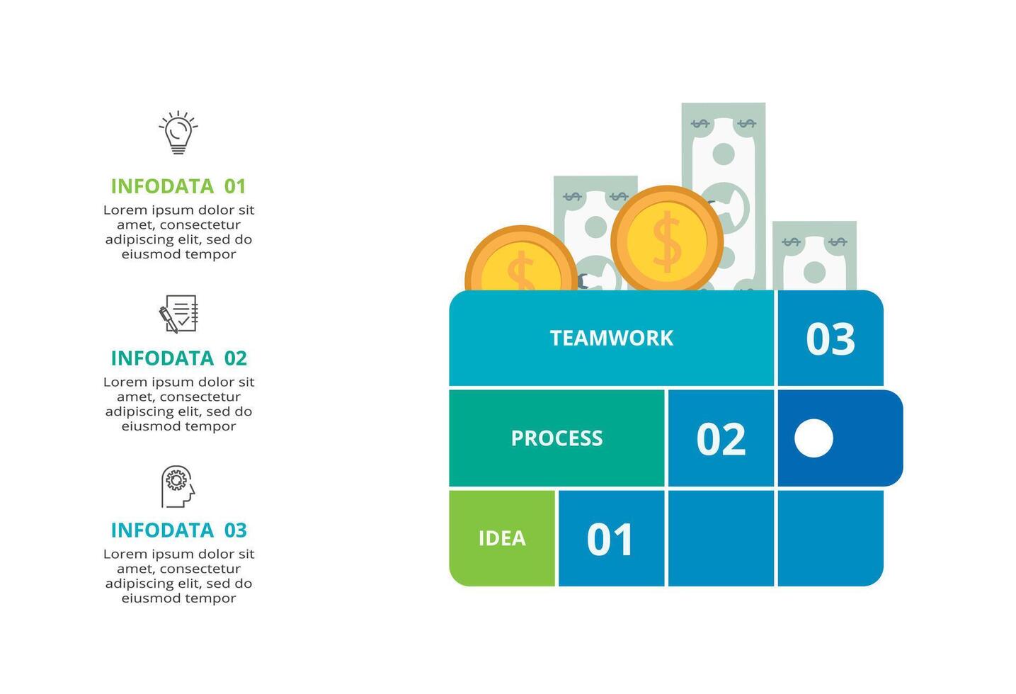 Creative concept for infographic with 3 steps, options, parts or processes. Business data visualization. vector