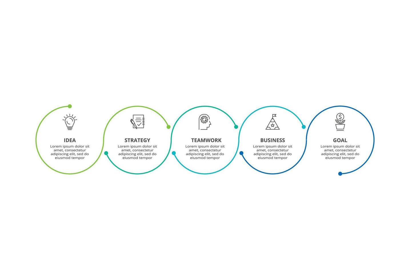 Line infographic with 5 steps, options, parts or processes. Business data visualization vector