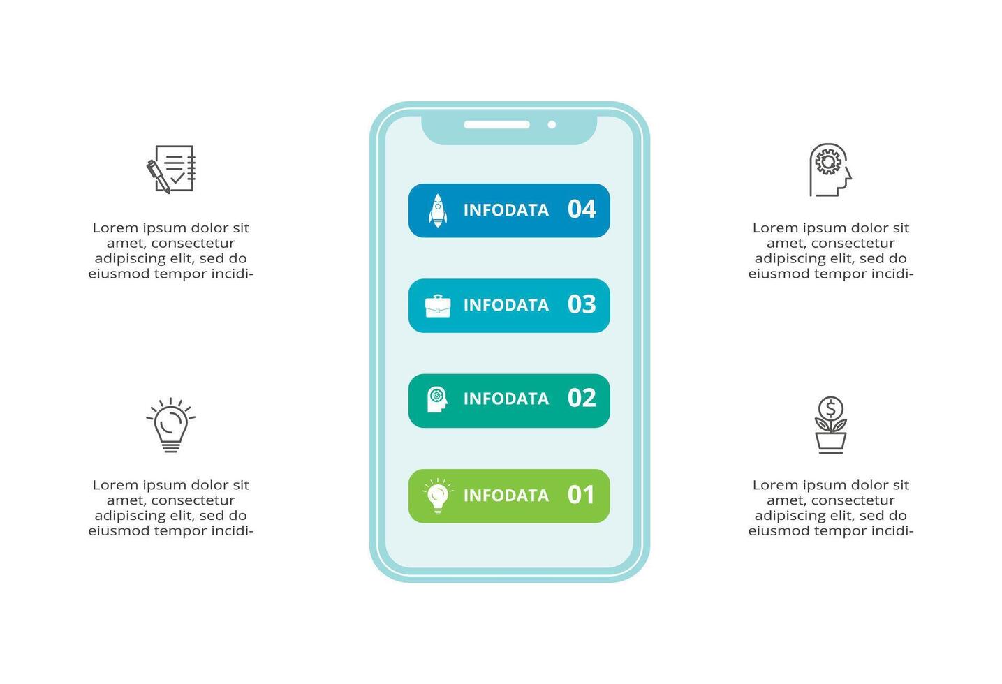 Creative concept for infographic with 4 steps, options, parts or processes. Business data visualization. vector