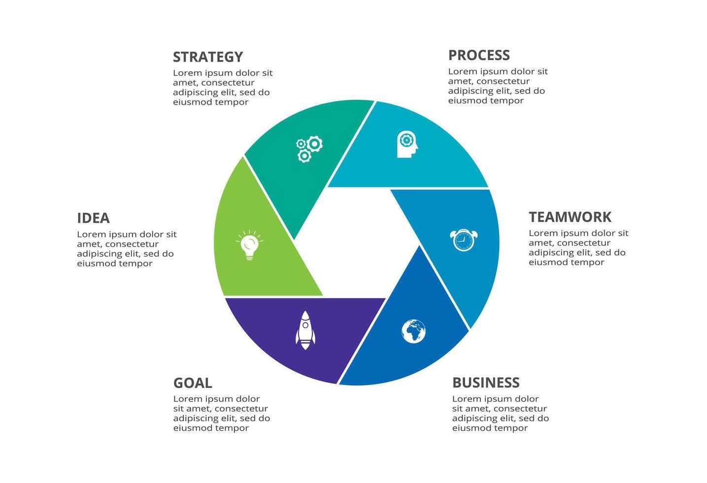 Creative concept for infographic with 6 steps, options, parts or processes. Business data visualization. vector