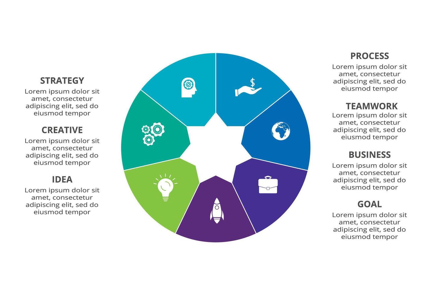 Creative concept for infographic with 7 steps, options, parts or processes. Business data visualization. vector