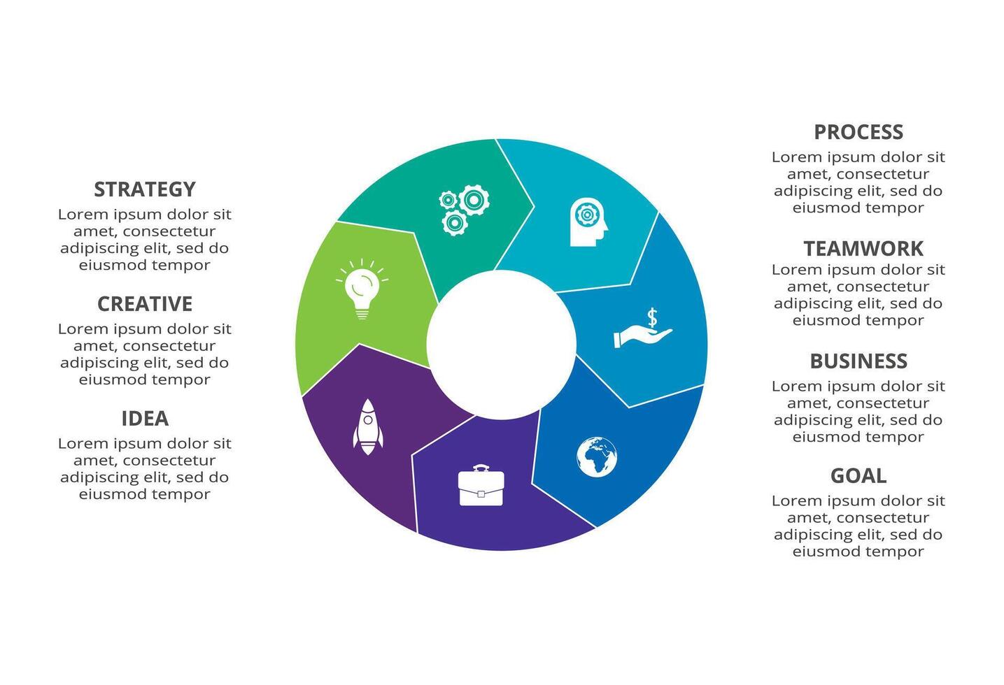 Creative concept for infographic with 7 steps, options, parts or processes. Business data visualization. vector