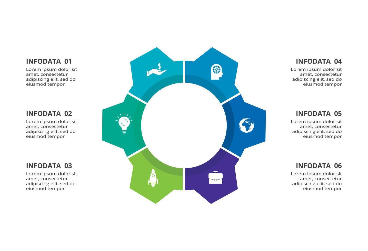 Creative concept for infographic with 6 steps, options, parts or processes. Business data visualization. vector