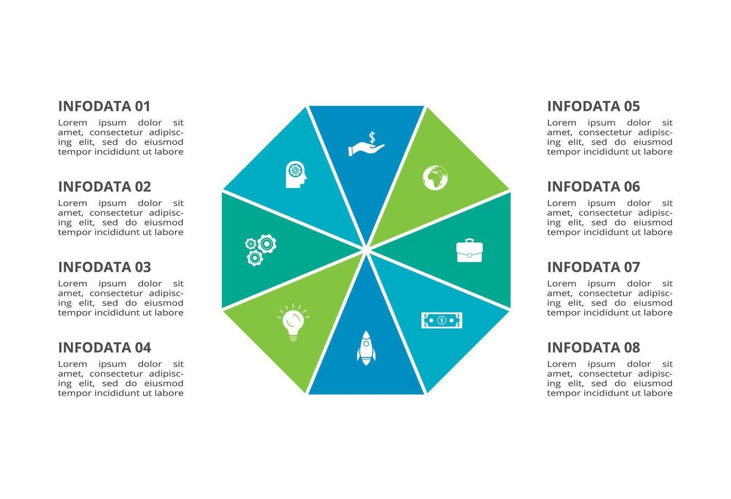 Creative concept for infographic with 8 steps, options, parts or processes. Business data visualization. vector
