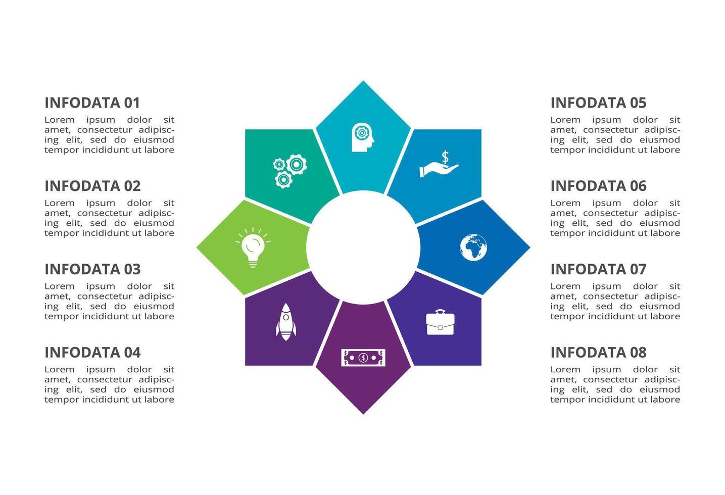 Creative concept for infographic with 8 steps, options, parts or processes. Business data visualization. vector