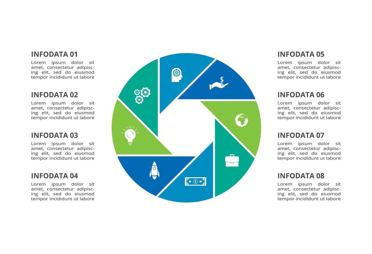 Creative concept for infographic with 8 steps, options, parts or processes. Business data visualization. vector