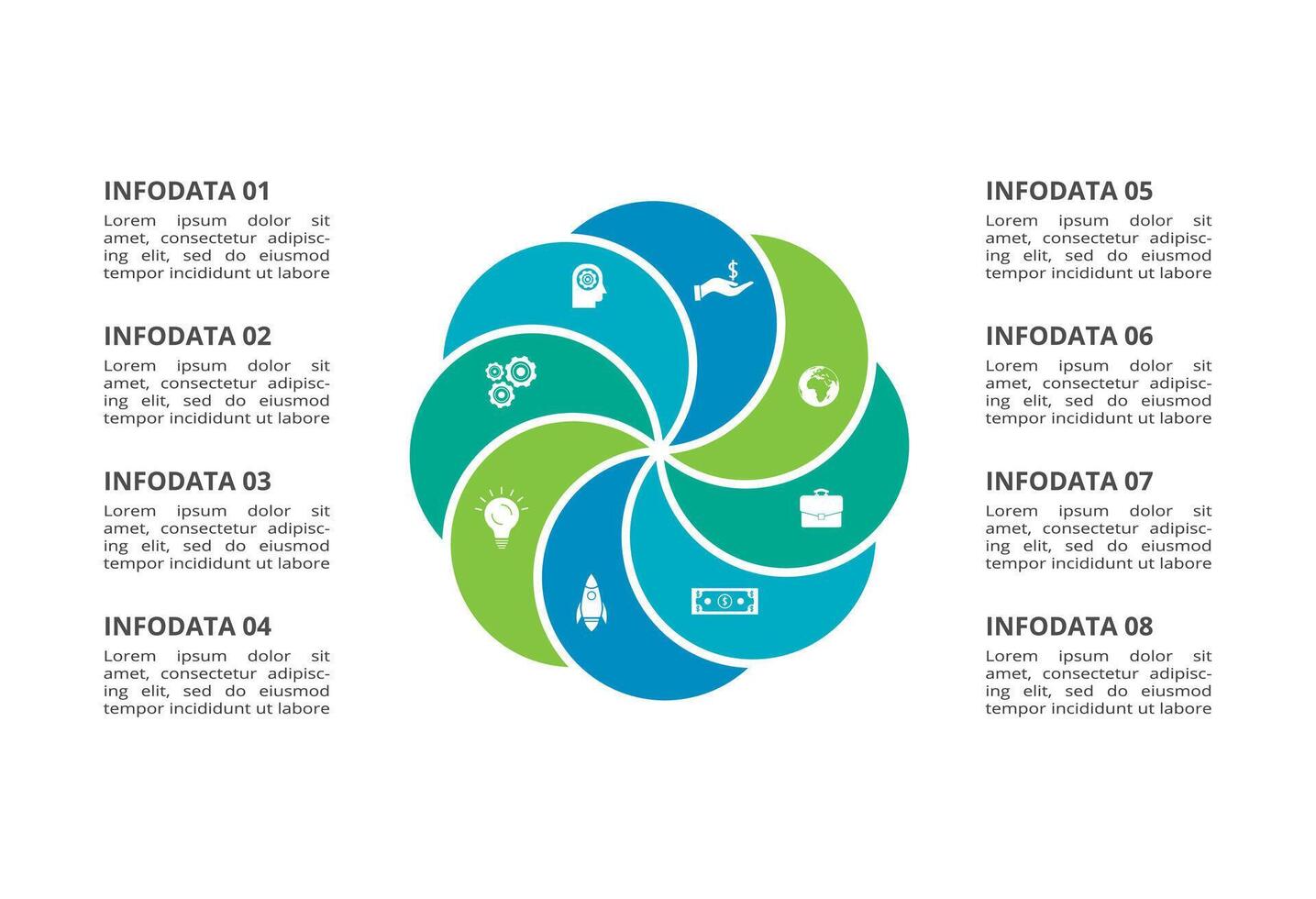 Circle infographic with 9 elements template for web, business, presentation. vector