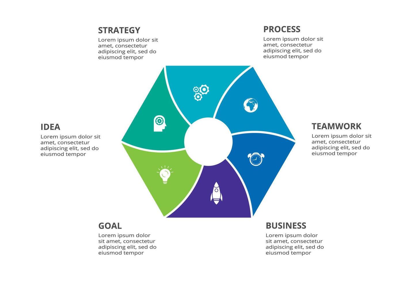 Creative concept for infographic with 6 steps, options, parts or processes. Business data visualization. vector