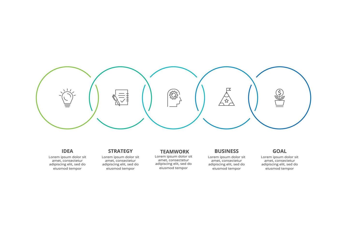 Line infographic with 5 steps, options, parts or processes. Business data visualization vector