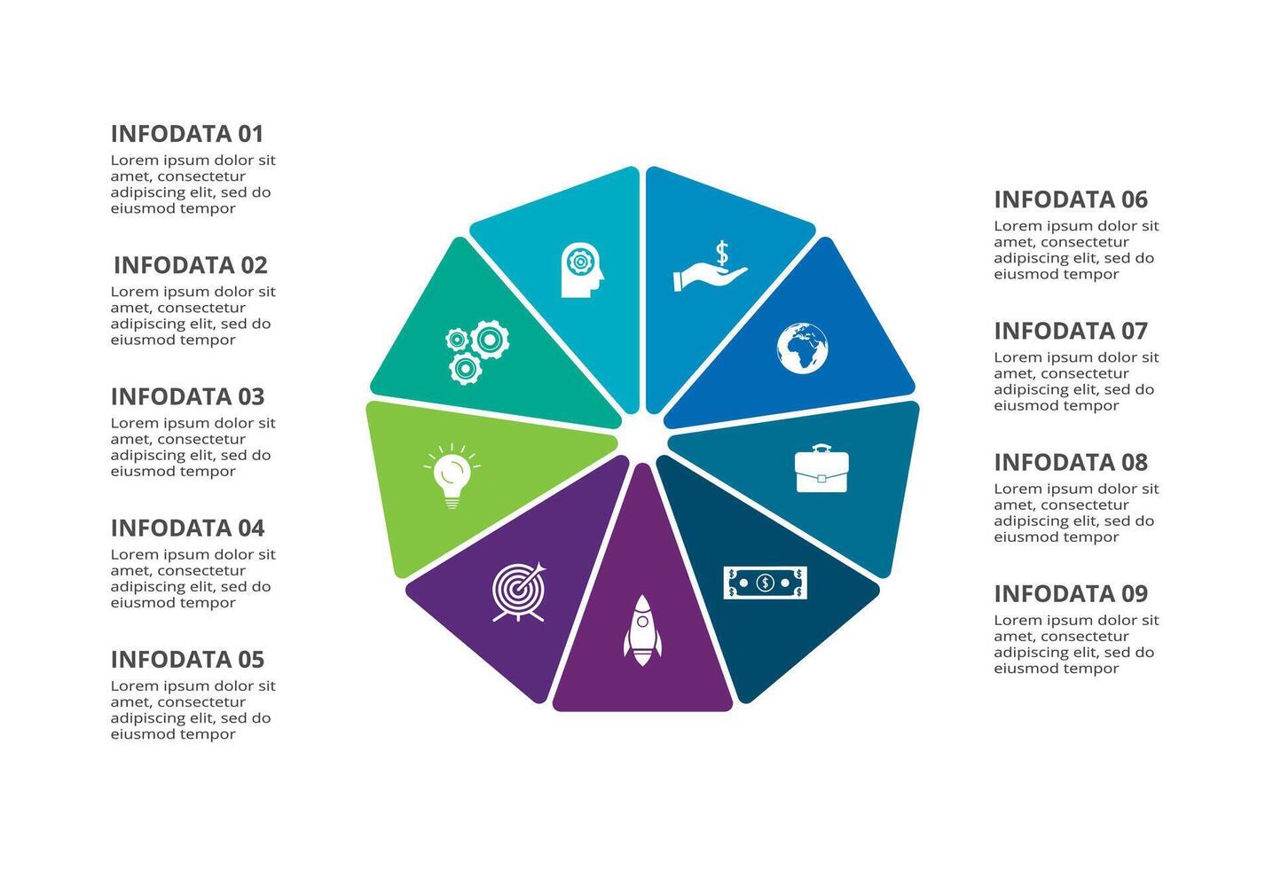 Creative concept for infographic with 9 steps, options, parts or processes. Business data visualization. vector