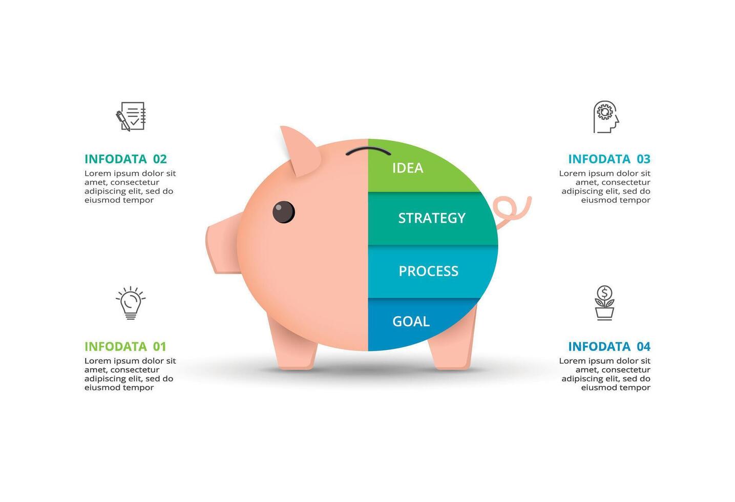 Creative concept for infographic with 4 steps, options, parts or processes. Business data visualization. vector