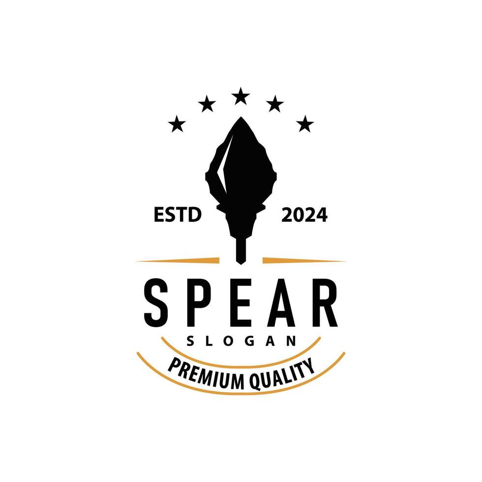 Spear Logo, Arrowhead Weapon Design Hunting Spear Simple Vintage Retro Rustic Minimalist Concept vector