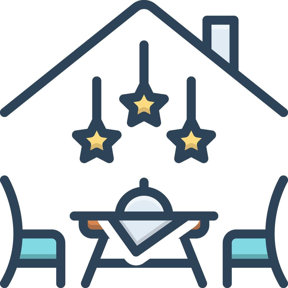 Color icon for eating house vector