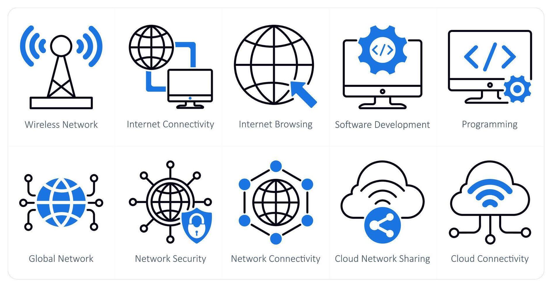 A set of 10 seo icons as wireless network, internet connectivity, internet browsing vector