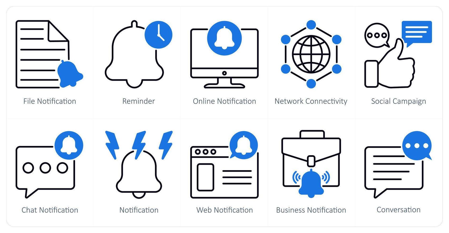 A set of 10 seo icons as file notification, reminder, online notification vector