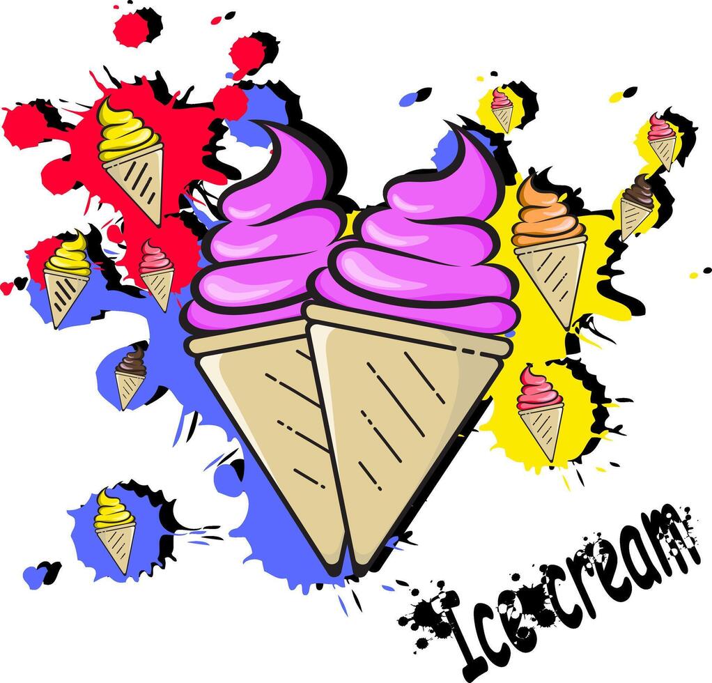 Illustration of colorful ice cream vector