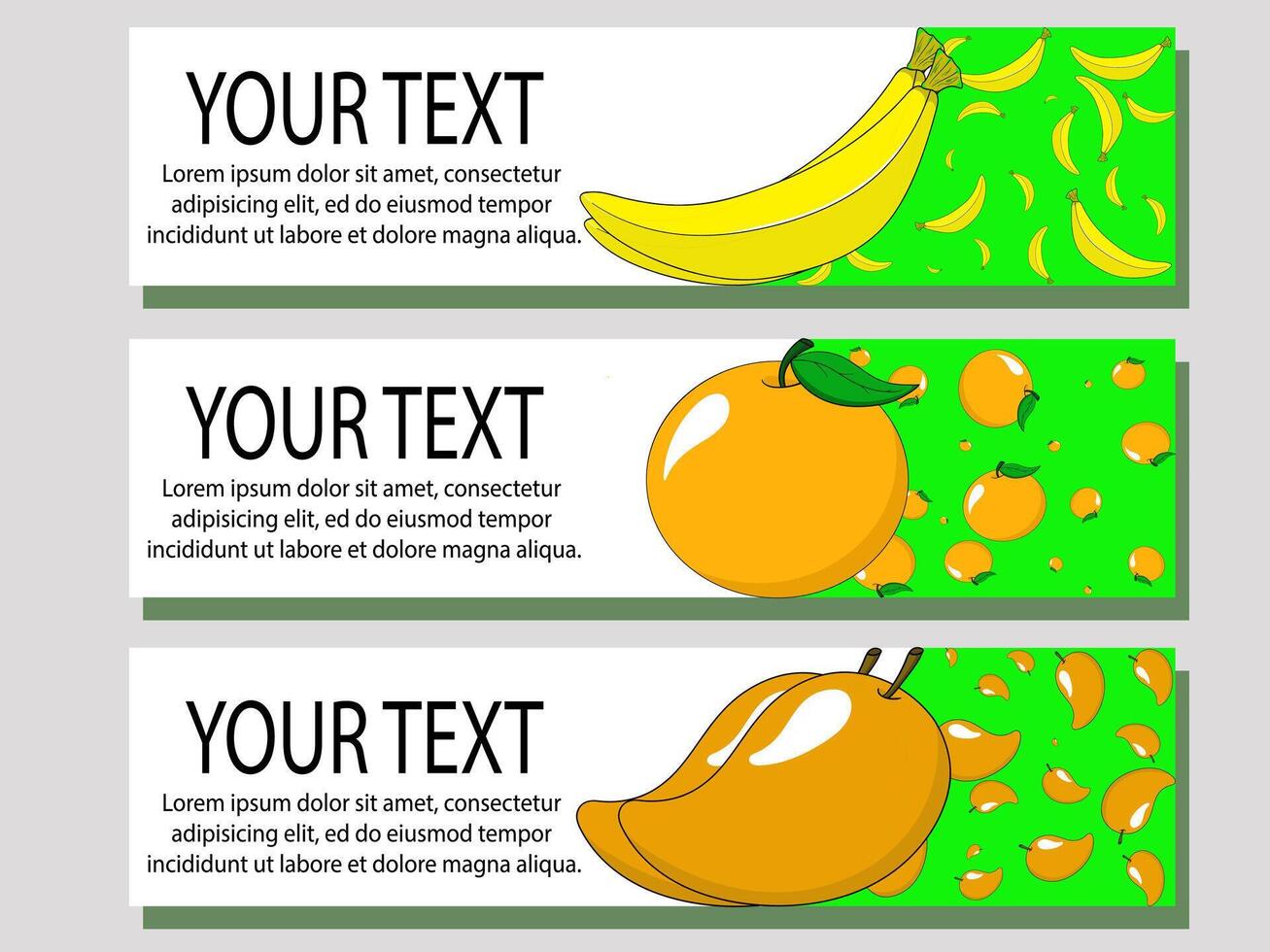 3 sets of fruit banners vector