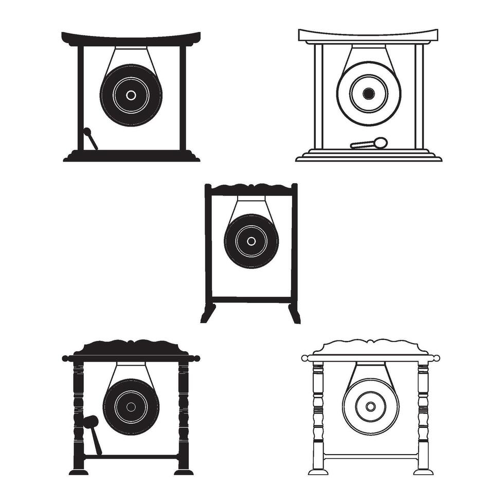 Icon of Gong or Indonesian traditional musical instrument vector