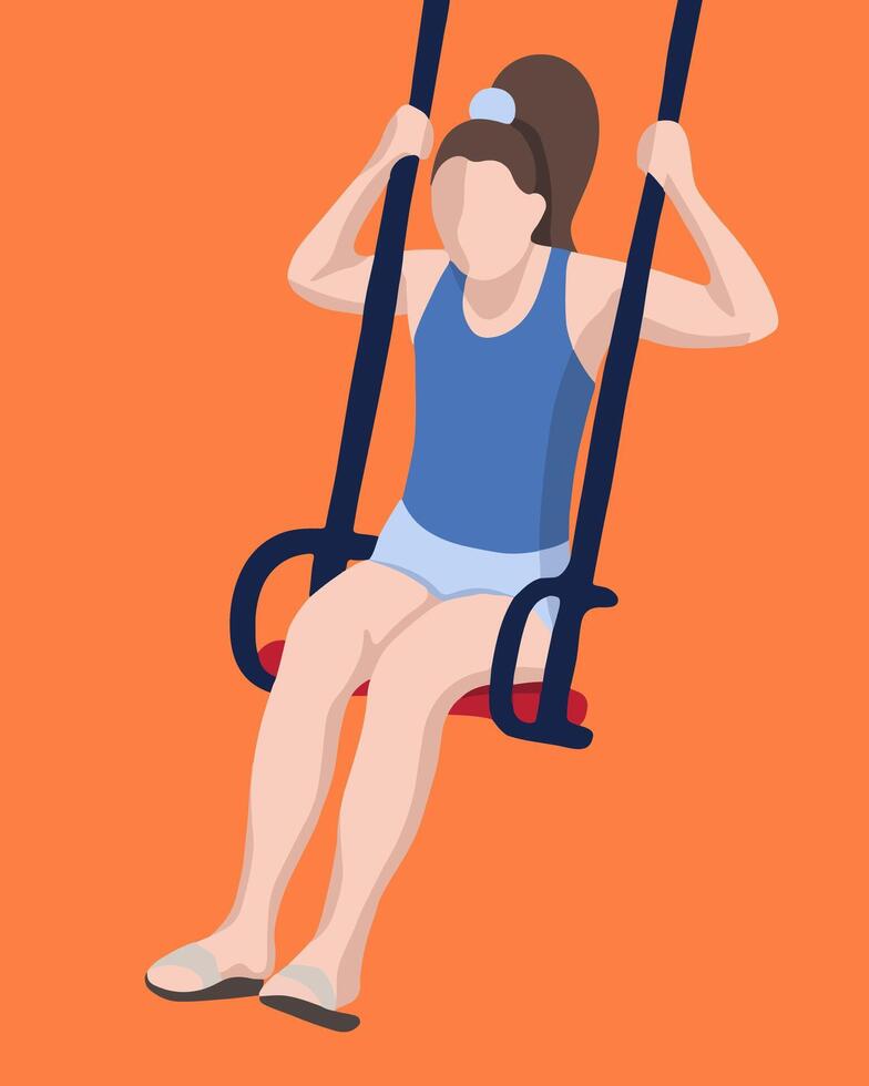 Illustration of a girl on a swing. vector