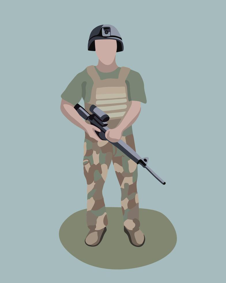 Illustration of a military man with a gun. vector