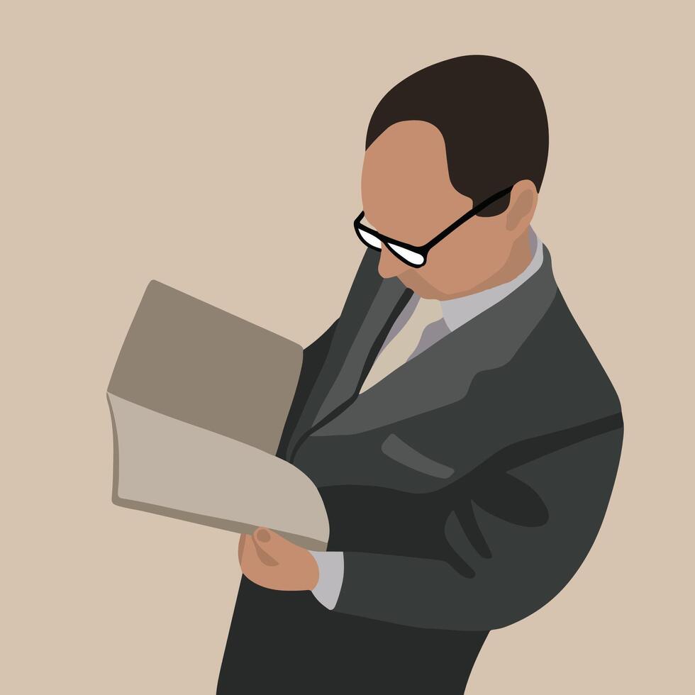 Illustration of a man in glasses with a book. vector