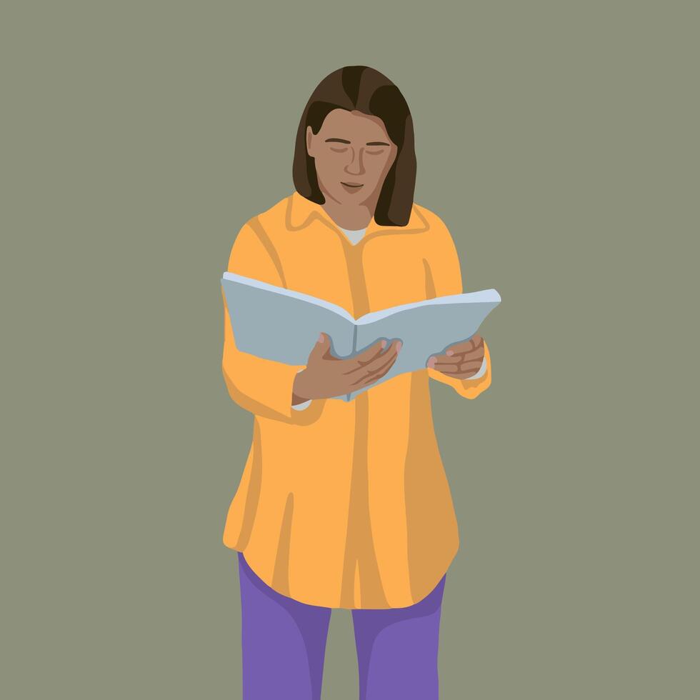 Illustration of a girl with a book. vector
