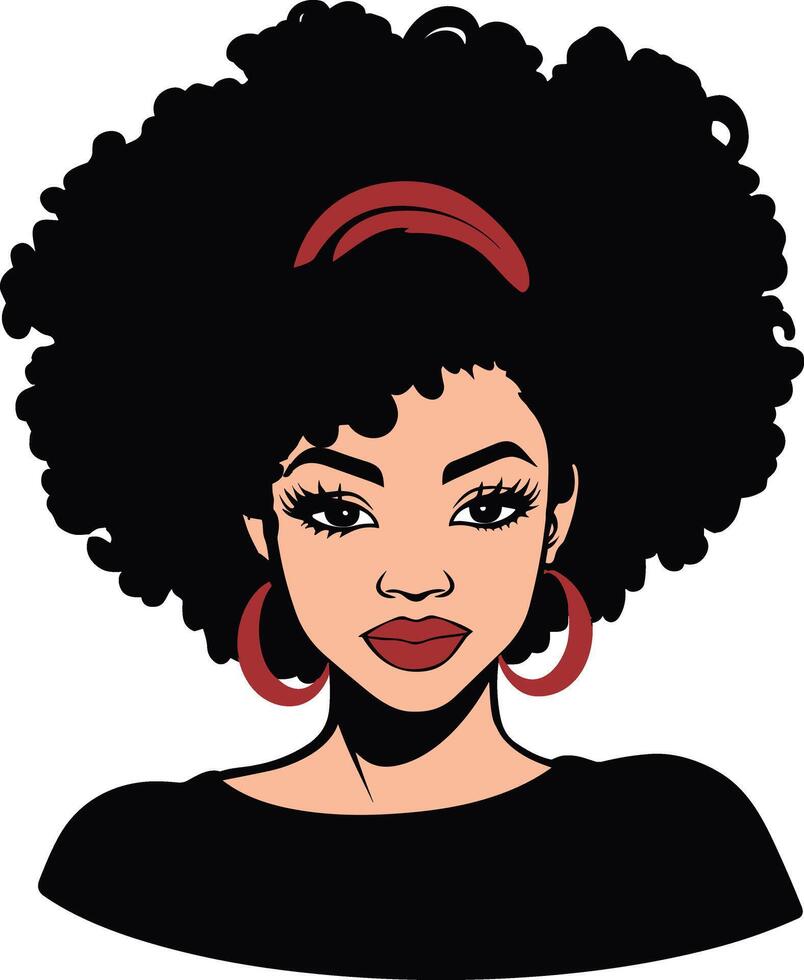 an illustration of a woman with an afro hairstyle vector
