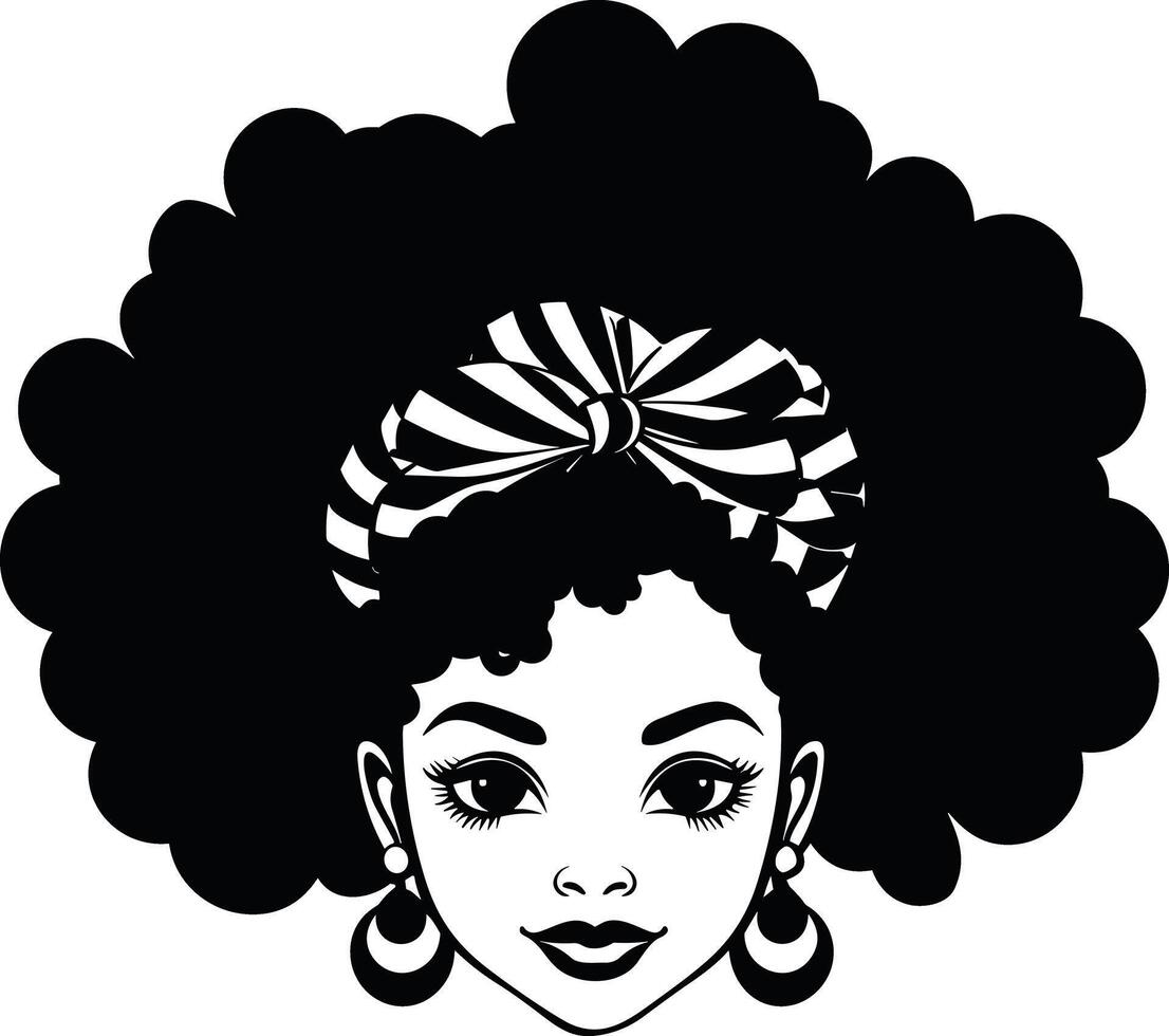 an illustration of a black woman with an afro vector