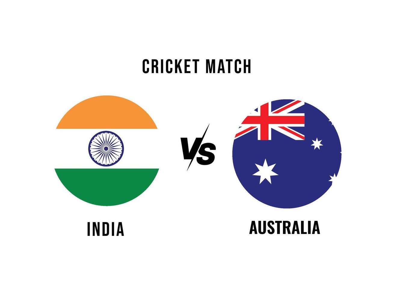 India VS Australia, Cricket Match concept with creative illustration of participant countries flag isolated with white background. Cricket Match or Head to Head Template INDIA VS Australia. vector