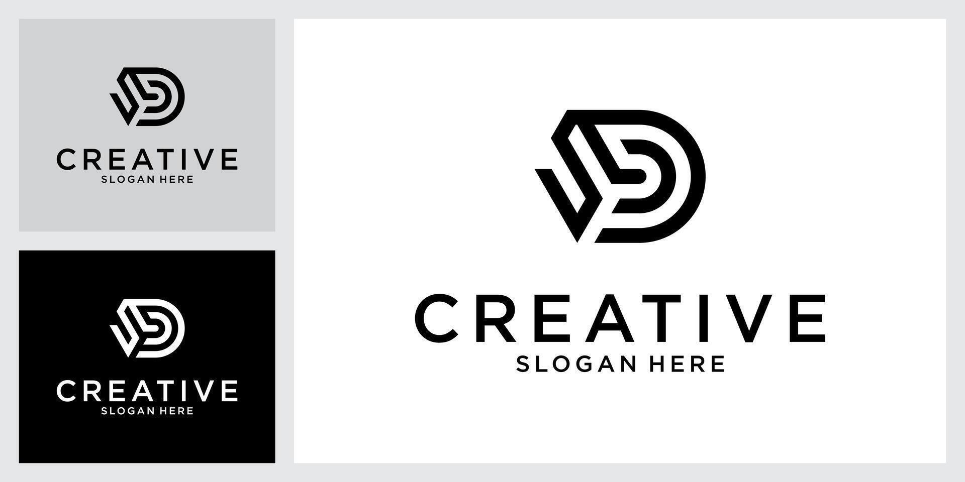 SD or DS initial letter logo design concept vector