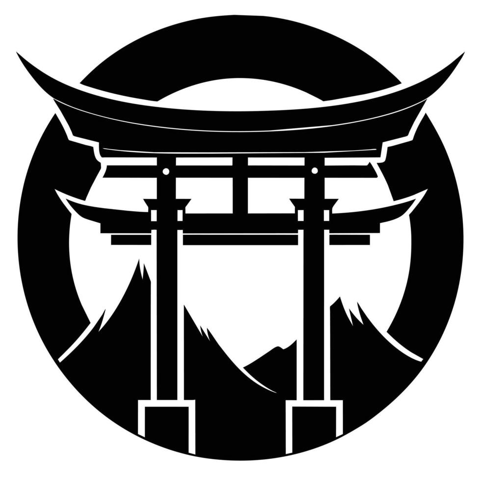 logo illsutration of japanese torii gate vector