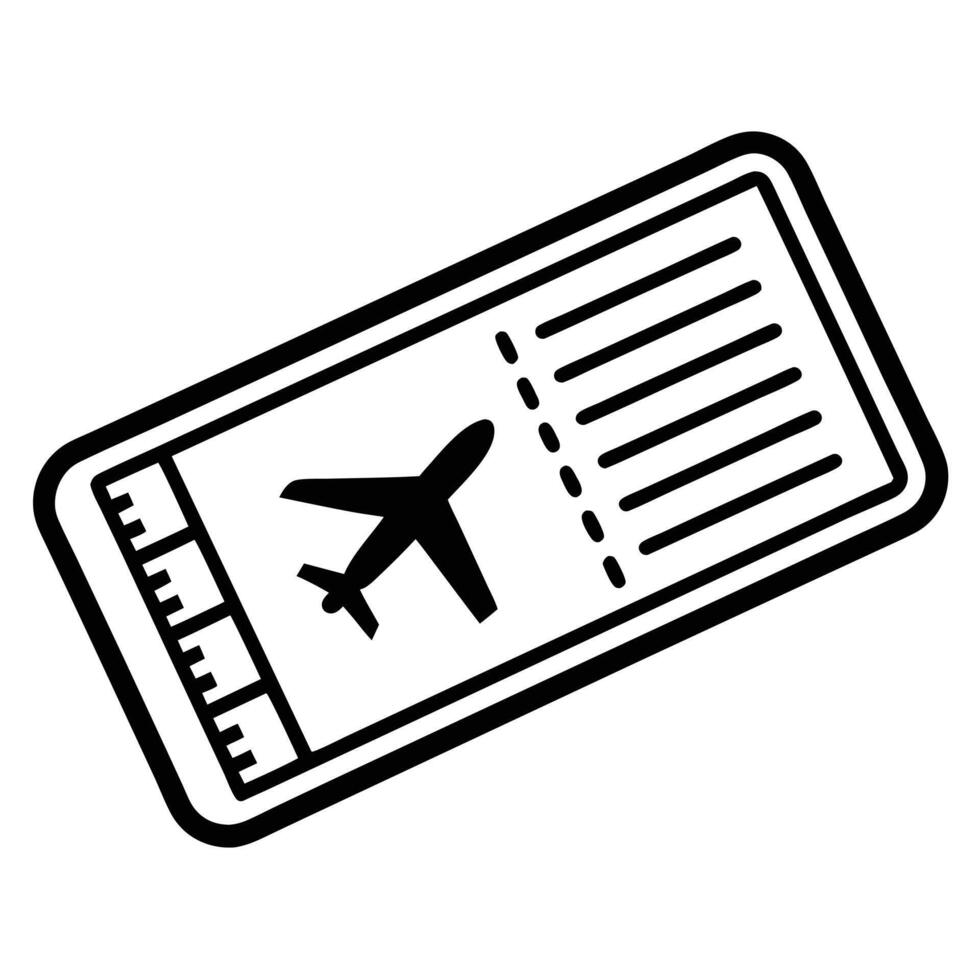 line art illustration icon of travel ticket vector